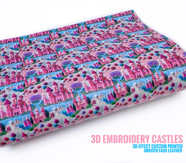 3D Embroidery Castles - Custom Printed Smooth Faux Leather