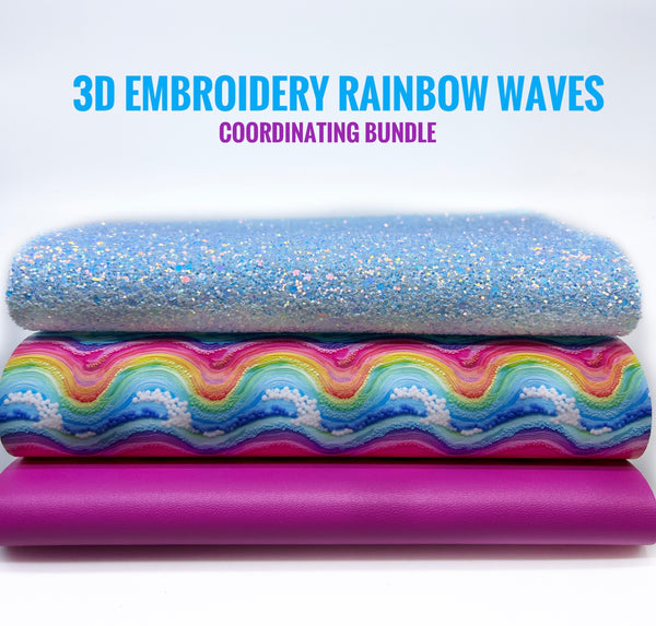 3D Embroidery Rainbow Waves - Co-ordinating Bundle