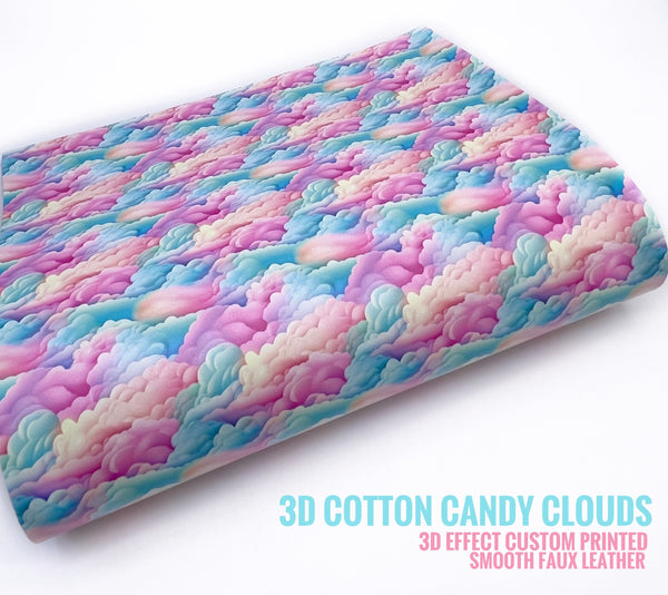 3D Cotton Candy Clouds - Custom Printed Smooth Faux Leather