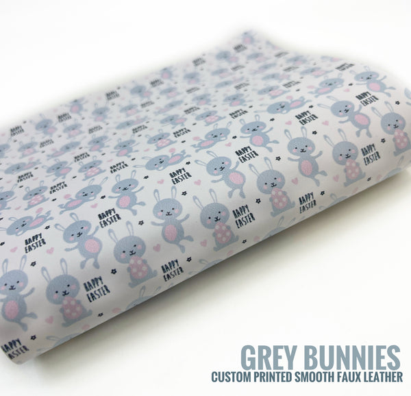 Grey Bunnies - Custom Print Smooth Faux Leather