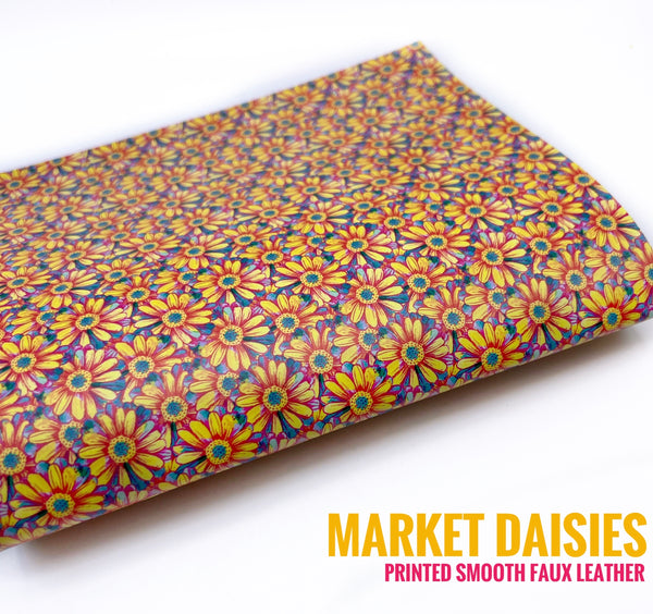 Market Daisies - Custom Printed Smooth Faux Leather