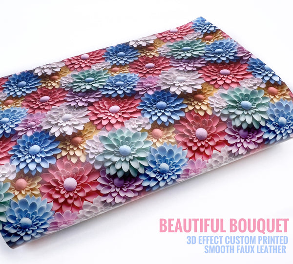 Beautiful Bouquet 3D Floral - Custom Printed Smooth Faux Leather