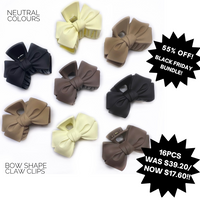 BARGAIN BUNDLE - 55%OFF! Bowknot Shaped Claw Clips - Neutrals 16pcs