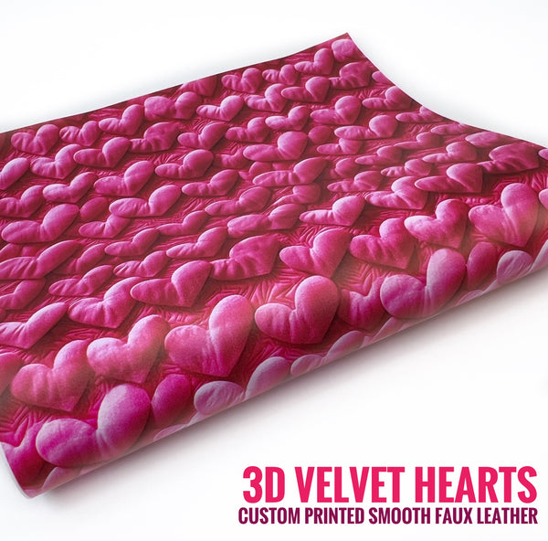 3D Velvet Hearts - Custom Print Smooth Faux Leather
