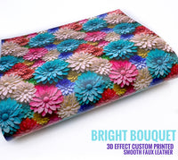 Bright Bouquet 3D Floral - Custom Printed Smooth Faux Leather