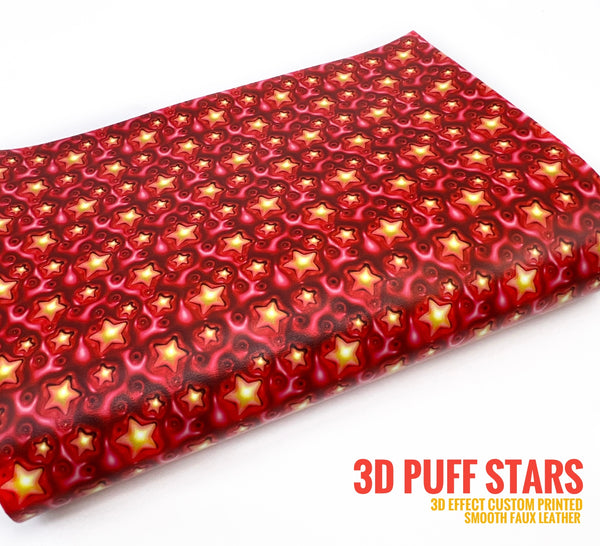 3D Puff Stars - Custom Printed Smooth Faux Leather