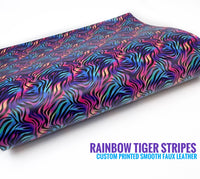 Rainbow Tiger Stripes - Custom Print Smooth Faux Leather