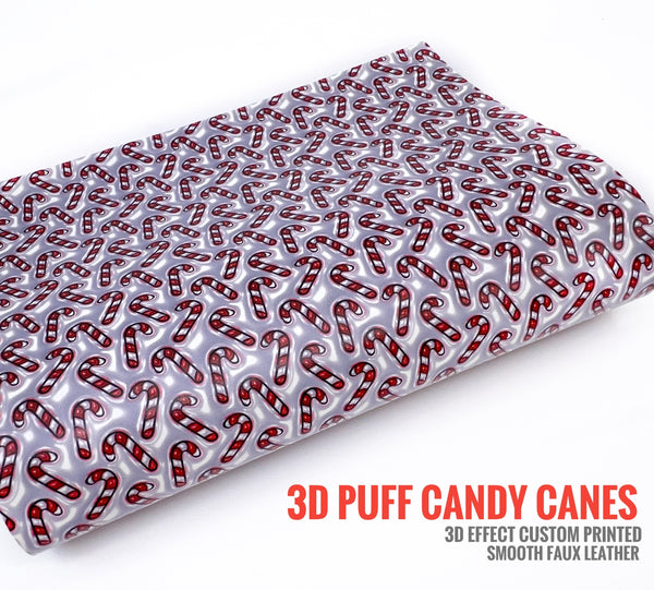 3D Puff Candy Canes - Custom Printed Smooth Faux Leather