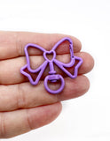 Powder coated Bow shape lobster clasp key rings - 10pcs