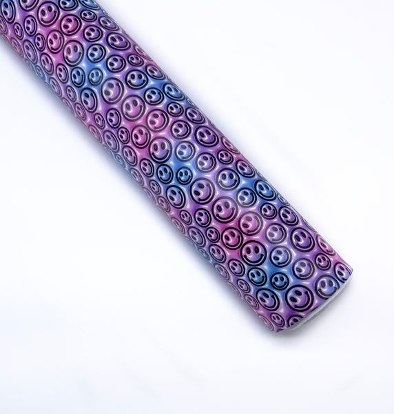 3D Puff Smiley - Exclusive Custom Printed Smooth Faux Leather Roll