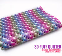 3D Puff Quilted - Custom Printed Smooth Faux Leather