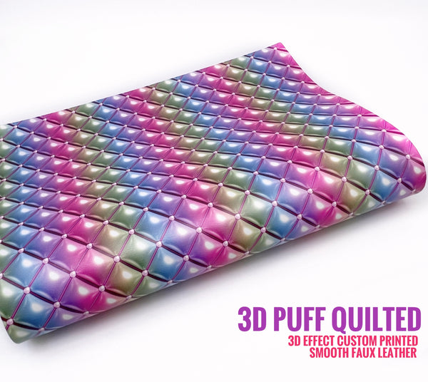 3D Puff Quilted - Custom Printed Smooth Faux Leather
