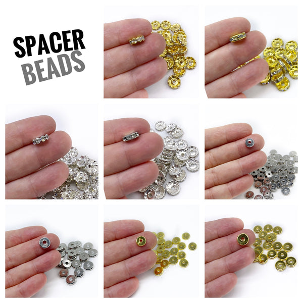 Flat Solid Spacer Beads - 8mm & 10mm SILVER / GOLD