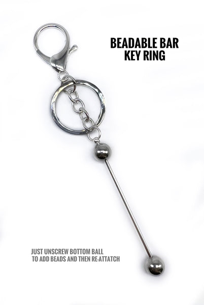 Beadable Bar Key Ring / Lobster clasp - Silver 5pcs
