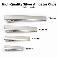 35mm Silver Alligator Clips with teeth