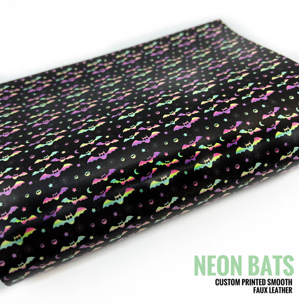 Neon Bats - Custom Printed Smooth Faux Leather