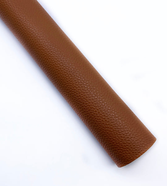 Tan Matt Litchi Faux Leather Roll