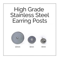 Stud Style Earring Posts with matching backs (4mm / 6mm & 10mm) - 20pcs with backs
