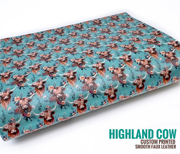 Highland Cow - Exclusive Custom Printed Smooth Faux Leather