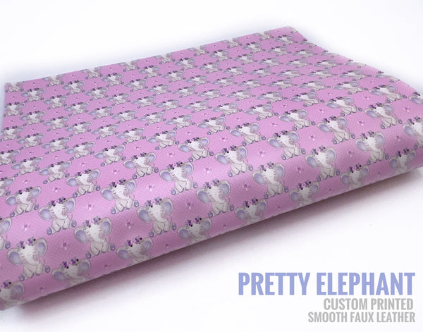 Pretty Elephant - Exclusive Custom Printed Smooth Faux Leather