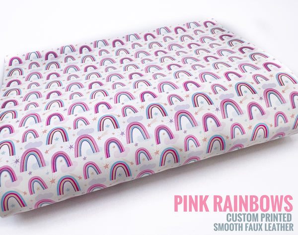 Pink Rainbows - Exclusive Custom Printed Smooth Faux Leather