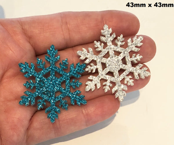 Silver / Blue Glitter Snowflakes