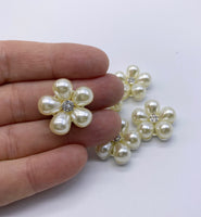 Pearl Flower with Rhinestone Centre