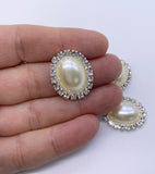 Pearl & Rhinestone Oval Flatbacks