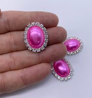 Pearl & Rhinestone Oval Flatbacks