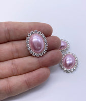 Pearl & Rhinestone Oval Flatbacks