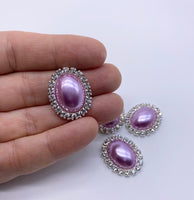 Pearl & Rhinestone Oval Flatbacks