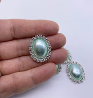 Pearl & Rhinestone Oval Flatbacks