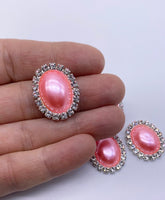 Pearl & Rhinestone Oval Flatbacks