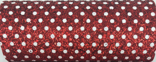Red with White Dot Chunky Glitter