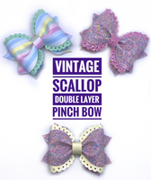 Vintage Scalloped Double Layer Pinch Bow Die - Large 4" / 10.16cm