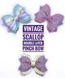 Vintage Scalloped Double Layer Pinch Bow Die - Large 4" / 10.16cm