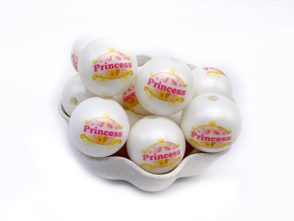 20mm Chunky / Bubblegum Beads - Exclusive PRINCESS PRINT - 10pcs