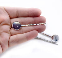 50% OFF! Were $6.50/ now $3.25 - Cabochon Blank Plain Bobby Pin Hair Clips (14mm) - 10pcs