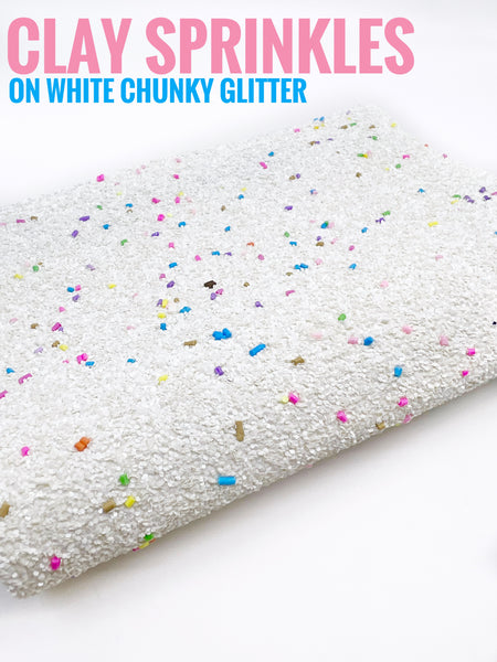 Sprinkles Confetti on White Chunky Glitter