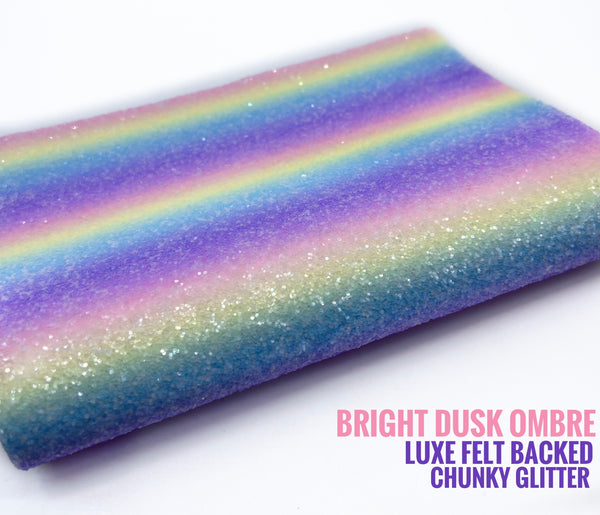 Bright Dusk Ombre Luxe Felt Backed Chunky Glitter