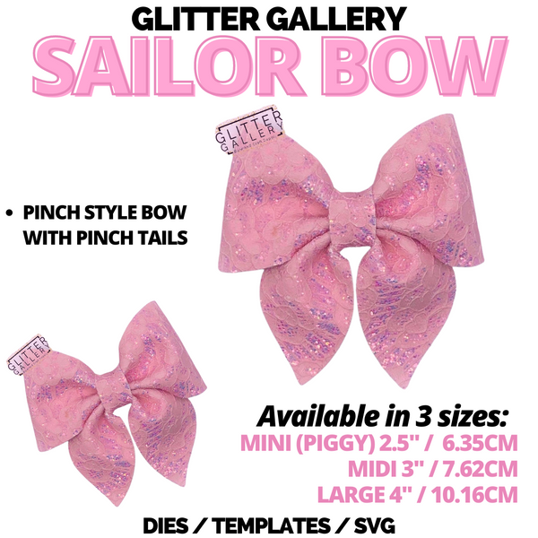 ** PRE ORDER ** - Sailor Bow DIE - Midi Piggy Pair. 3 inch / 7.62cm