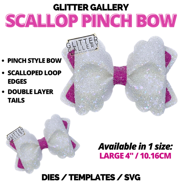 ** PRE ORDER ** - Scallop Pinch Bow Die - Large. 4 inch / 10.16cm