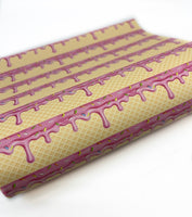 Pink Drip on Waffle Cone - Printed Smooth Faux Leather