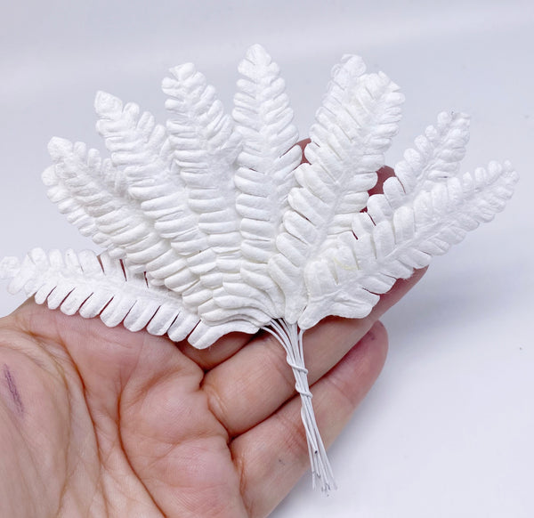 Mulberry Paper White Fern Leaves Small