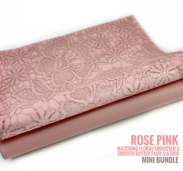 Floral Embossed and Matching Smooth Faux Leather Mini Bundle Pairs - $1.50 per sheet!