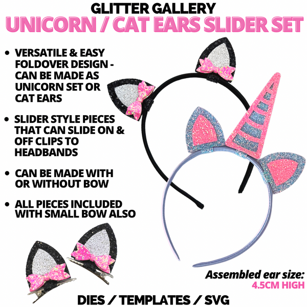 Cat Ears / Unicorn Sliders Set DIGITAL DOWNLOAD / SVG