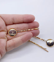 50% OFF! Were $6.50/ now $3.25 - Cabochon Blank Plain Bobby Pin Hair Clips (14mm) - 10pcs