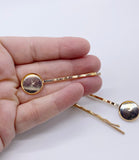 50% OFF! Were $6.50/ now $3.25 - Cabochon Blank Plain Bobby Pin Hair Clips (14mm) - 10pcs