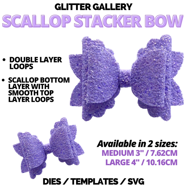 Scallop Stacker Bow- Large. 4 inch / 10.16cm TEMPLATE