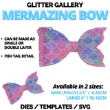 Exclusive Glitter Gallery Mermazing Bow - Large. 4 inch / 10.16cm TEMPLATE